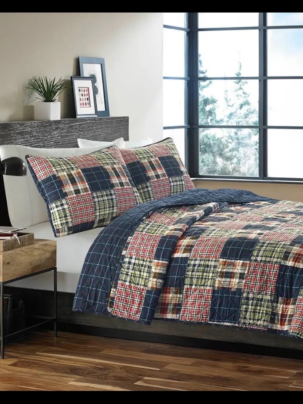 Eddie Bauer Madrona Plaid Patchwork lodge Quilt  Set - Full Queen